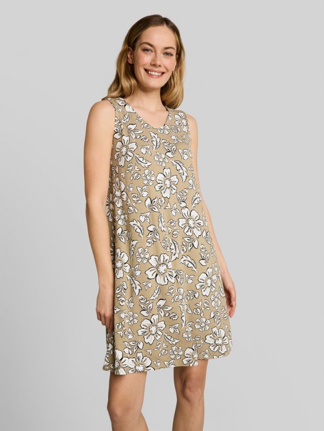 Tom Tailor Jerseykleid mit Cut-Out-Detail - Olive Big Flower Design Tom Tailor Jerseykleid mit Cut-Out-Detail - Olive Big Flower Design