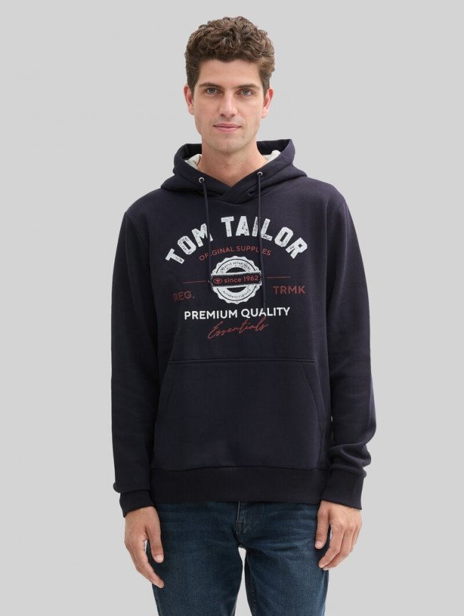 Tom Tailor Hoodie Sweatshirt mit Logo-Print - Sky Captain Blue Tom Tailor Hoodie Sweatshirt mit Logo-Print - Sky Captain Blue