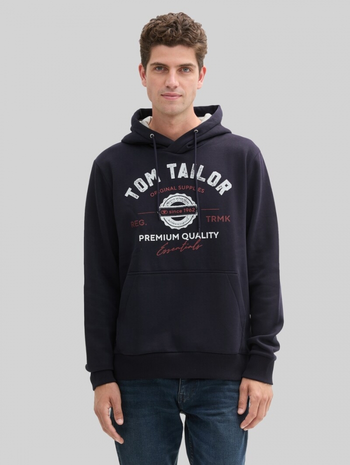 Tom Tailor Hoodie Sweatshirt mit Logo-Print - Sky Captain Blue Tom Tailor Hoodie Sweatshirt mit Logo-Print - Sky Captain Blue