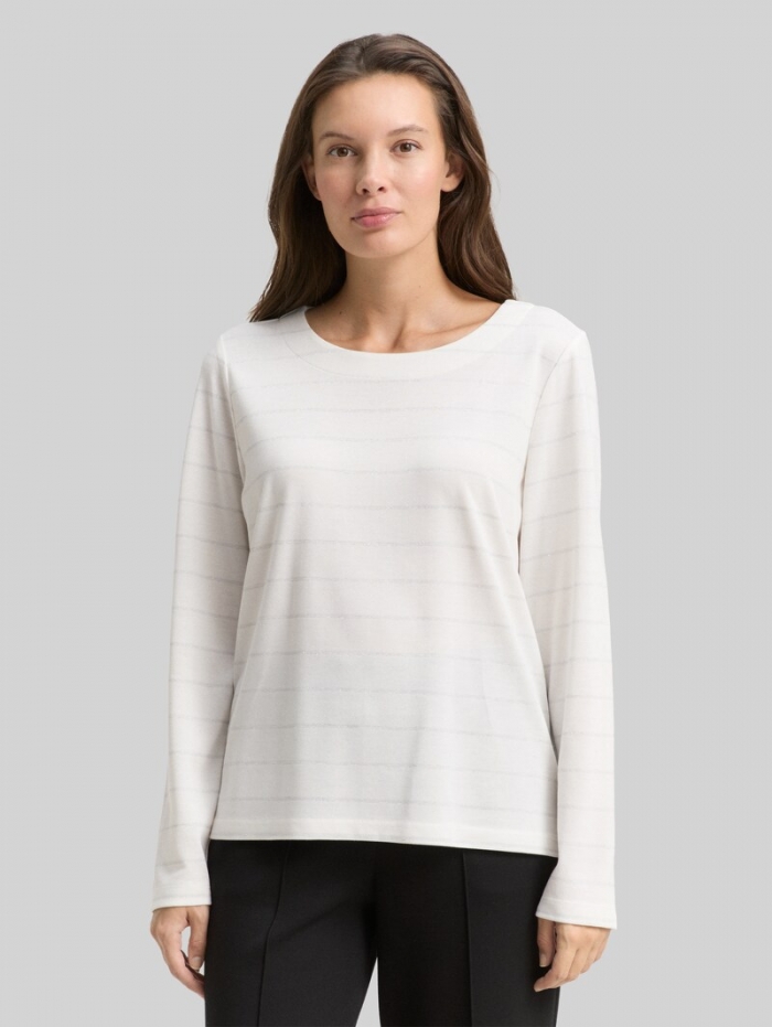 Tom Tailor Langarmshirt mit Glitzer-Streifenmuster - White Stripe With Lurex Tom Tailor Langarmshirt mit Glitzer-Streifenmuster - White Stripe With Lurex