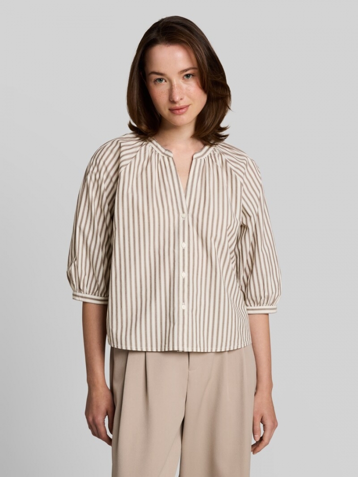 Tom Tailor Bluse mit Streifenmuster - Off White Brown Beige Stripe Tom Tailor Bluse mit Streifenmuster - Off White Brown Beige Stripe