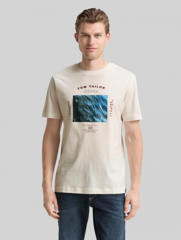 Tom Tailor T-Shirt mit Foto-Print - Gardenia White Tom Tailor T-Shirt mit Foto-Print - Gardenia White