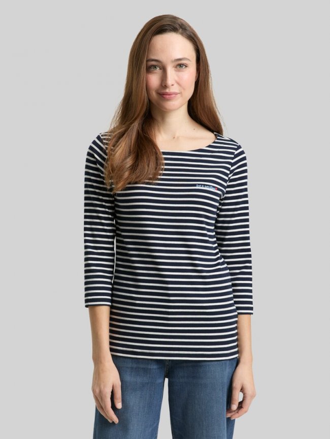 Tom Tailor Langarmshirt mit Streifenmuster - Navy Blue Offwhite Stripe Tom Tailor Langarmshirt mit Streifenmuster - Navy Blue Offwhite Stripe