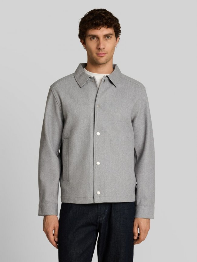 Tom Tailor Relaxed Fit Jacke mit Druckknöpfen - Medium Silver Grey Melange Tom Tailor Relaxed Fit Jacke mit Druckknöpfen - Medium Silver Grey Melange