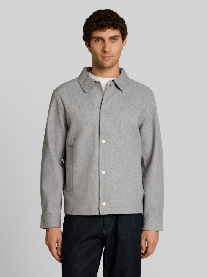 Tom Tailor Relaxed Fit Jacke mit Druckknöpfen - Medium Silver Grey Melange Tom Tailor Relaxed Fit Jacke mit Druckknöpfen - Medium Silver Grey Melange