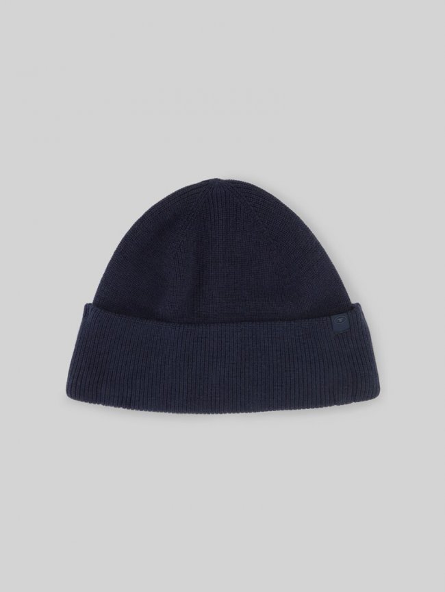 Tom Tailor Beanie Mütze mit Kaschmir-Anteil - Knitted Navy Melange Tom Tailor Beanie Mütze mit Kaschmir-Anteil - Knitted Navy Melange