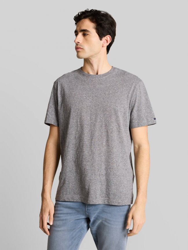 Tom Tailor T-Shirt mit feinem Streifenmuster - White Tarmac Grey Fine Stripe Tom Tailor T-Shirt mit feinem Streifenmuster - White Tarmac Grey Fine Stripe