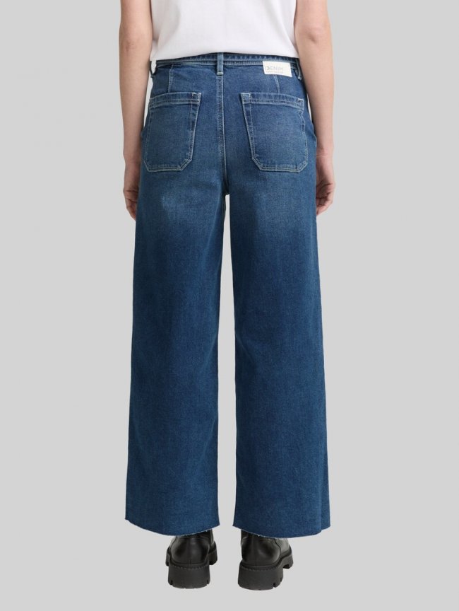 Tom Tailor TTMIJA CULOTTE Jeans mit Gürtel - Used Mid Stone Blue Denim Tom Tailor TTMIJA CULOTTE Jeans mit Gürtel - Used Mid Stone Blue Denim