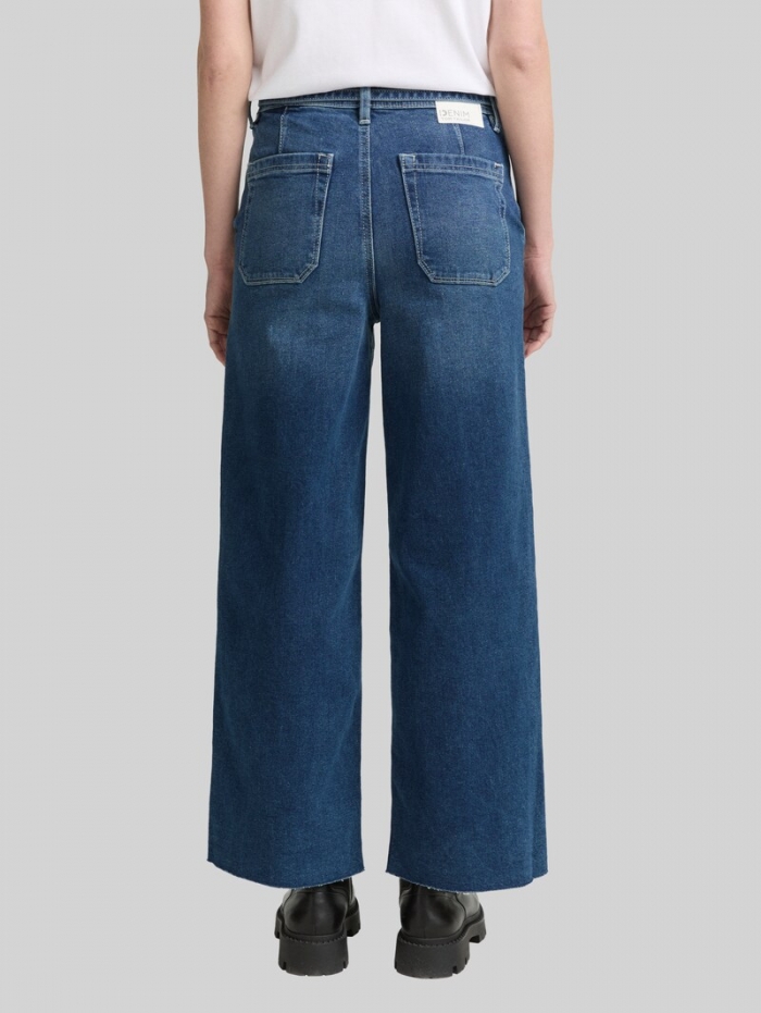 Tom Tailor TTMIJA CULOTTE Jeans mit Gürtel - Used Mid Stone Blue Denim Tom Tailor TTMIJA CULOTTE Jeans mit Gürtel - Used Mid Stone Blue Denim
