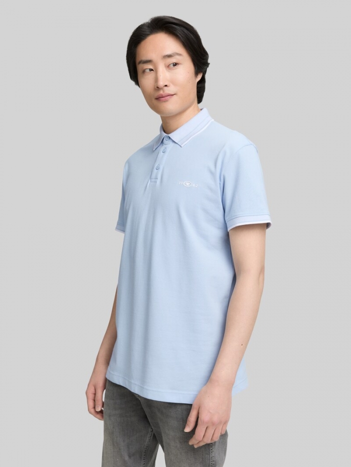 Tom Tailor Piqué Poloshirt mit Stretch - Light Metal Blue Tom Tailor Piqué Poloshirt mit Stretch - Light Metal Blue