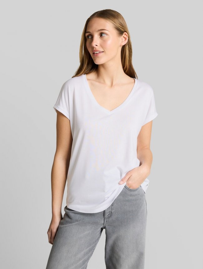 Tom Tailor T-Shirt mit V-Ausschnitt - White Tom Tailor T-Shirt mit V-Ausschnitt - White