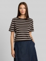 Tom Tailor T-Shirt aus Baumwolle - Brown Beige Irregular Stripe