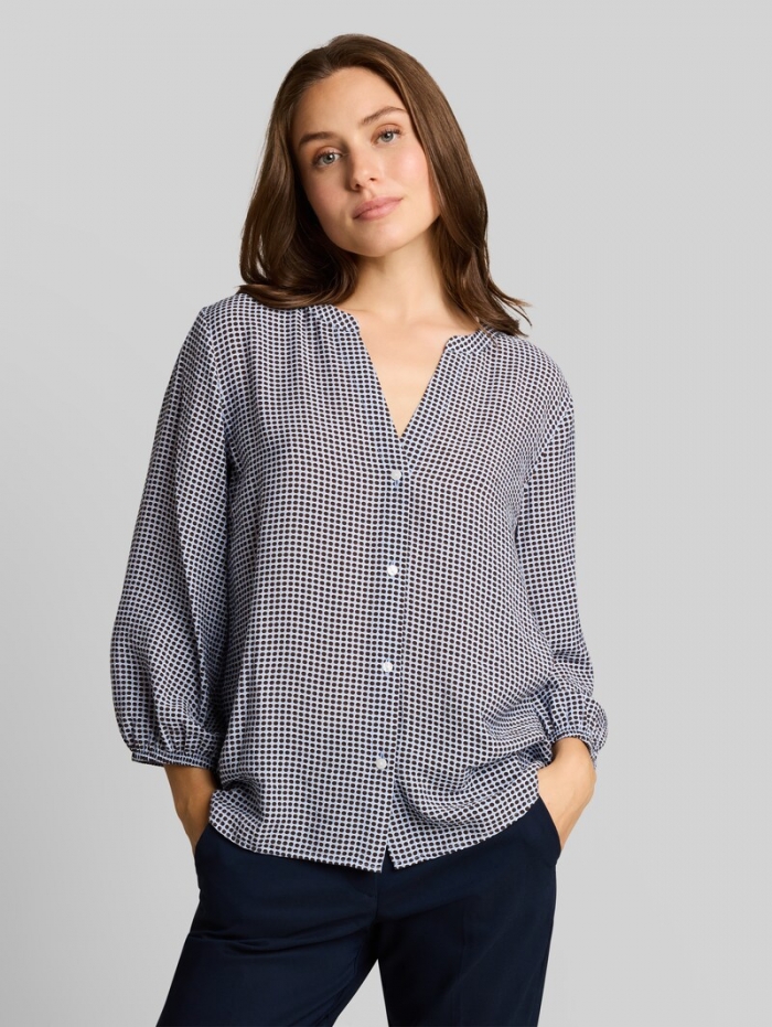 Tom Tailor Bluse mit Muster - Small Blue Brown Dot Print Tom Tailor Bluse mit Muster - Small Blue Brown Dot Print
