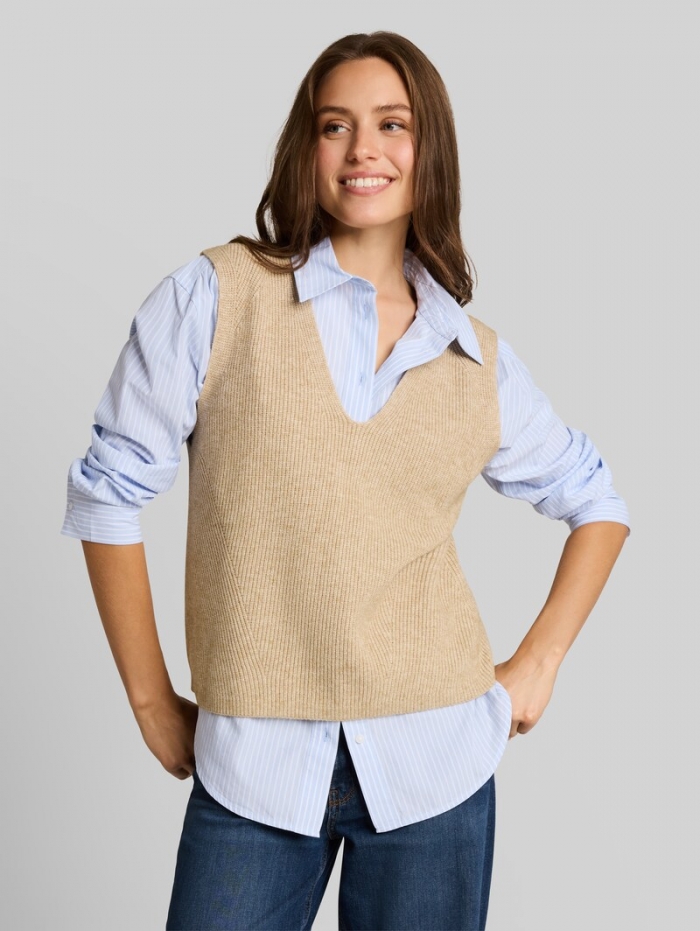 Tom Tailor Pullunder mit V-Ausschnitt - Gravel Beige Melange Tom Tailor Pullunder mit V-Ausschnitt - Gravel Beige Melange