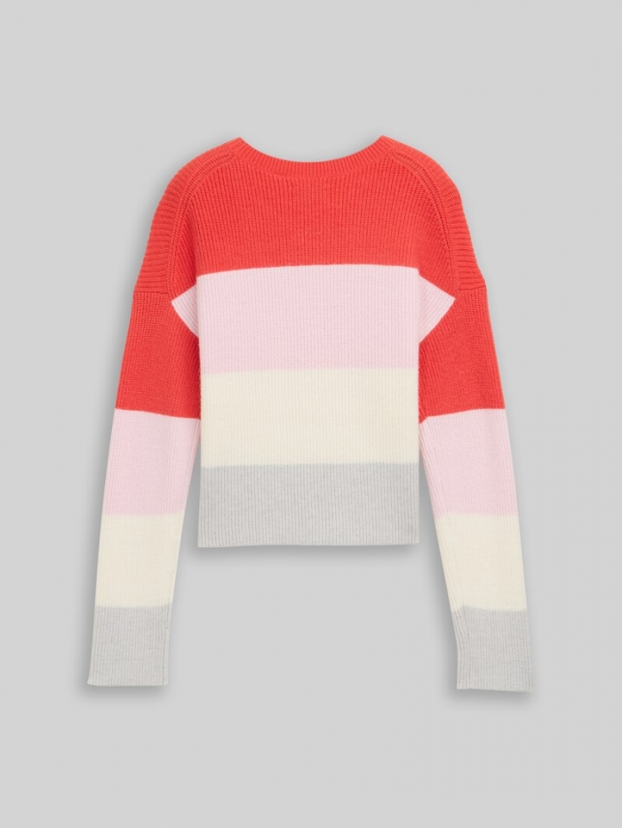 Tom Tailor Cropped Strickpullover mit Colour Blocking - Red Bold Block Stripe Tom Tailor Cropped Strickpullover mit Colour Blocking - Red Bold Block Stripe