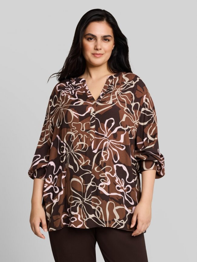 Tom Tailor Plus Size - Bluse aus Viskose - Brown Big Flower Design Tom Tailor Plus Size - Bluse aus Viskose - Brown Big Flower Design