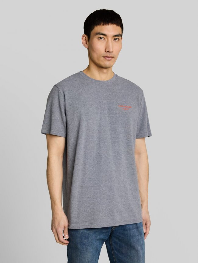 Tom Tailor Piqué T-Shirt in Melange-Optik - Sky Captain Blue Tom Tailor Piqué T-Shirt in Melange-Optik - Sky Captain Blue