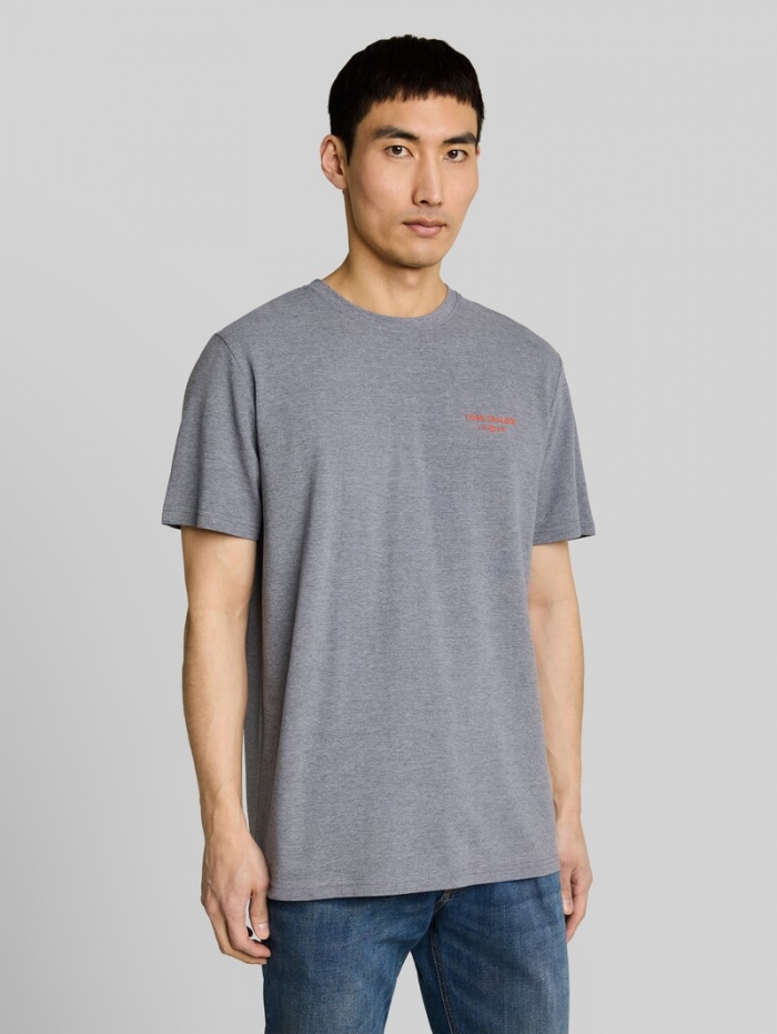 Tom Tailor Piqué T-Shirt in Melange-Optik - Sky Captain Blue Tom Tailor Piqué T-Shirt in Melange-Optik - Sky Captain Blue