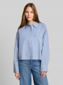 Tom Tailor Boxy Fit Hemdbluse aus Baumwolle - Blue White Vertical Stripe