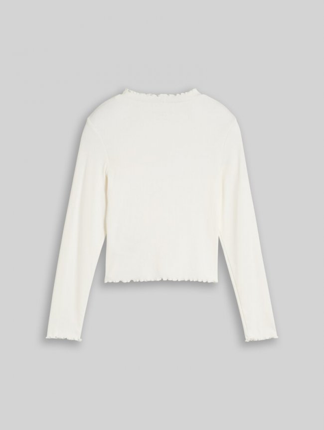 Tom Tailor Cropped Shirt mit Rippstruktur - Whisper White Tom Tailor Cropped Shirt mit Rippstruktur - Whisper White
