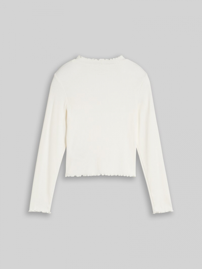 Tom Tailor Cropped Shirt mit Rippstruktur - Whisper White Tom Tailor Cropped Shirt mit Rippstruktur - Whisper White