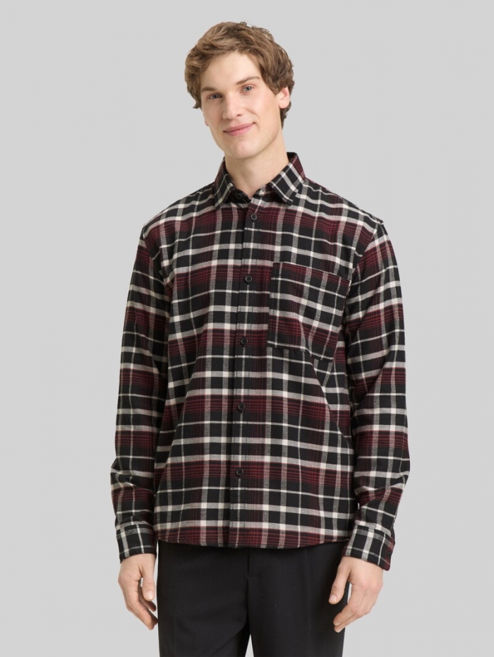 Tom Tailor Relaxed Fit Hemd mit Karomuster - Black Red White Check Tom Tailor Relaxed Fit Hemd mit Karomuster - Black Red White Check