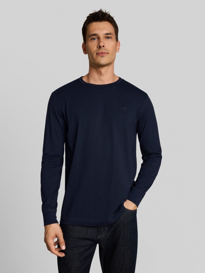 Tom Tailor Basic Langarmshirt aus Baumwolle - Sky Captain Blue Tom Tailor Basic Langarmshirt aus Baumwolle - Sky Captain Blue