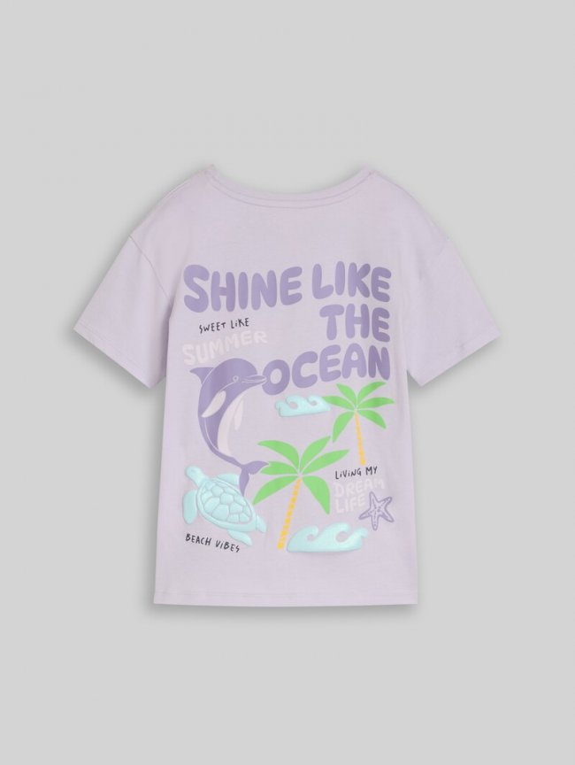 Tom Tailor Oversize T-Shirt mit Rückenprint - Cool Lilac Tom Tailor Oversize T-Shirt mit Rückenprint - Cool Lilac