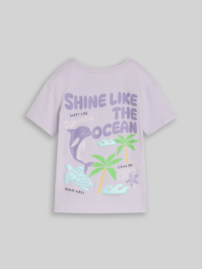 Tom Tailor Oversize T-Shirt mit Rückenprint - Cool Lilac Tom Tailor Oversize T-Shirt mit Rückenprint - Cool Lilac