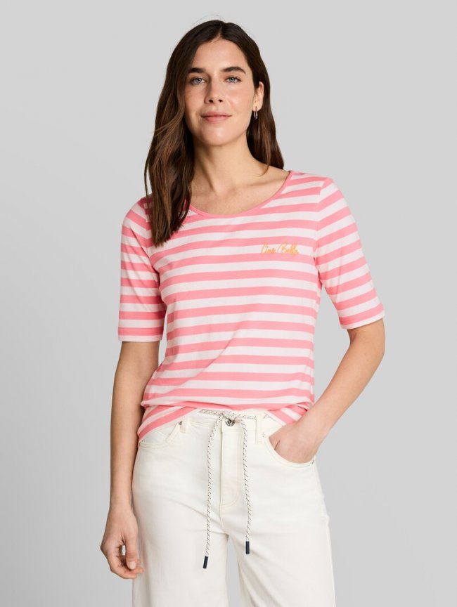 Tom Tailor T-Shirt mit Stickerei - Pink White Stripe Tom Tailor T-Shirt mit Stickerei - Pink White Stripe