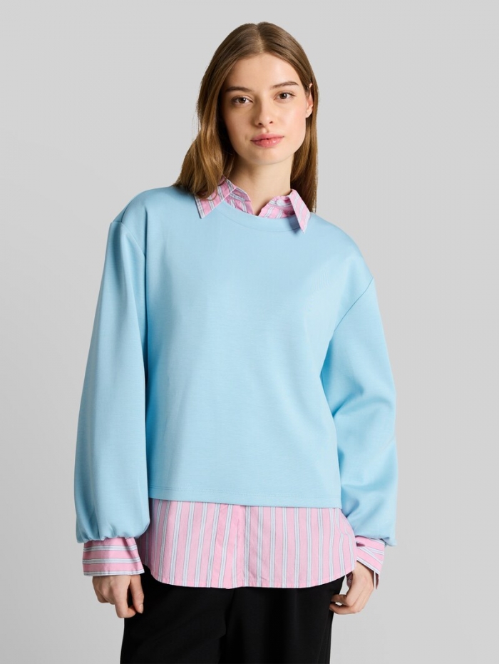 Tom Tailor Loose Fit Scuba Langarmshirt - Calm Cloud Blue Tom Tailor Loose Fit Scuba Langarmshirt - Calm Cloud Blue