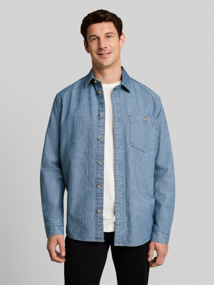 Tom Tailor Comfort Fit Jeanshemd - Mid Blue Denim Check Tom Tailor Comfort Fit Jeanshemd - Mid Blue Denim Check