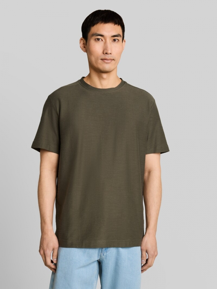 Tom Tailor T-Shirt mit Ottoman-Struktur - Deep Leaf Green Tom Tailor T-Shirt mit Ottoman-Struktur - Deep Leaf Green