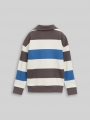 Tom Tailor Oversize Sweatshirt mit Polokragen - Grey Blue Off White Stripe Tom Tailor Oversize Sweatshirt mit Polokragen - Grey Blue Off White Stripe
