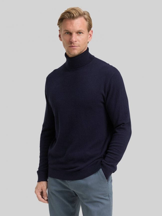Tom Tailor Rollkragenpullover mit Kaschmir-Anteil - Knitted Navy Melange Tom Tailor Rollkragenpullover mit Kaschmir-Anteil - Knitted Navy Melange