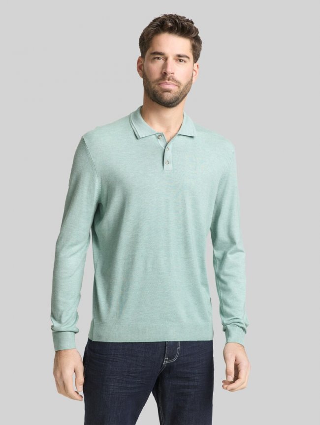 Tom Tailor Strickpullover mit Polokragen - Soft Greyish Green Melange Tom Tailor Strickpullover mit Polokragen - Soft Greyish Green Melange
