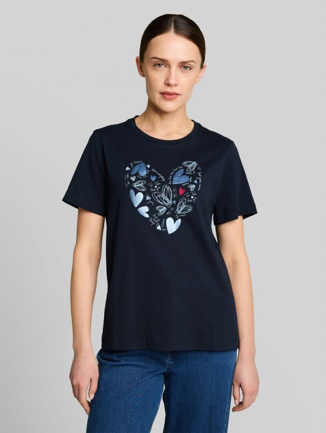 Tom Tailor T-Shirt mit Print - Real Navy Blue Tom Tailor T-Shirt mit Print - Real Navy Blue