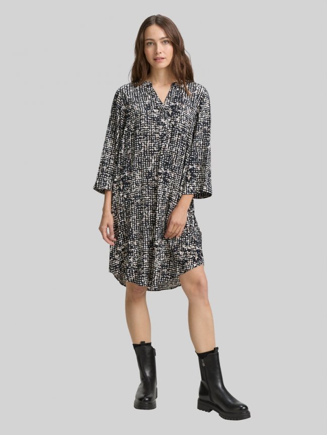 Tom Tailor Kleid mit Muster - Navy Abstract Dot Design Tom Tailor Kleid mit Muster - Navy Abstract Dot Design