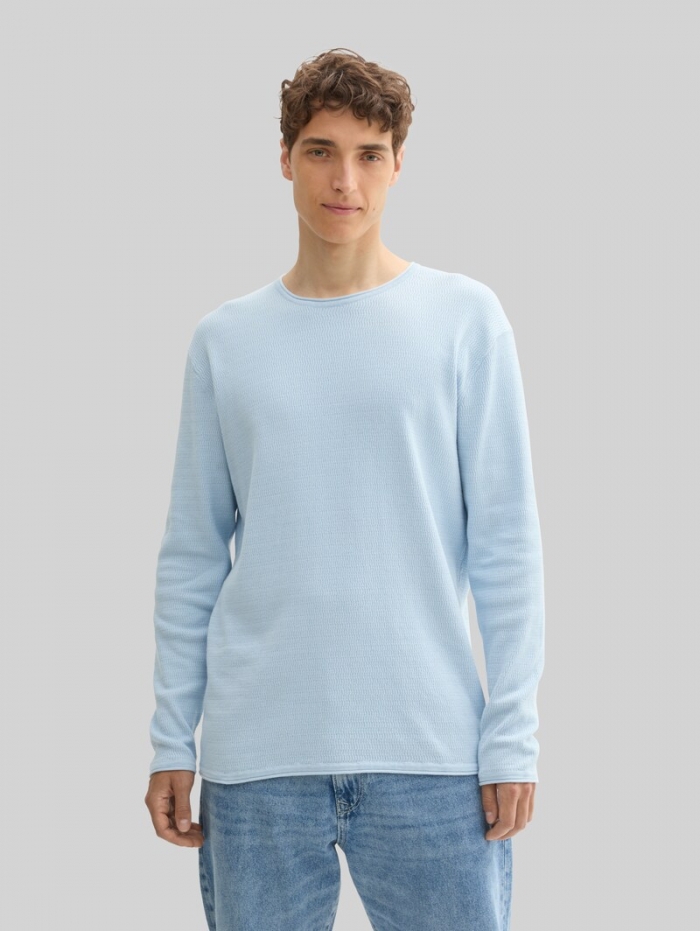 Tom Tailor Strickpullover aus Baumwolle - Light Metal Blue Tom Tailor Strickpullover aus Baumwolle - Light Metal Blue
