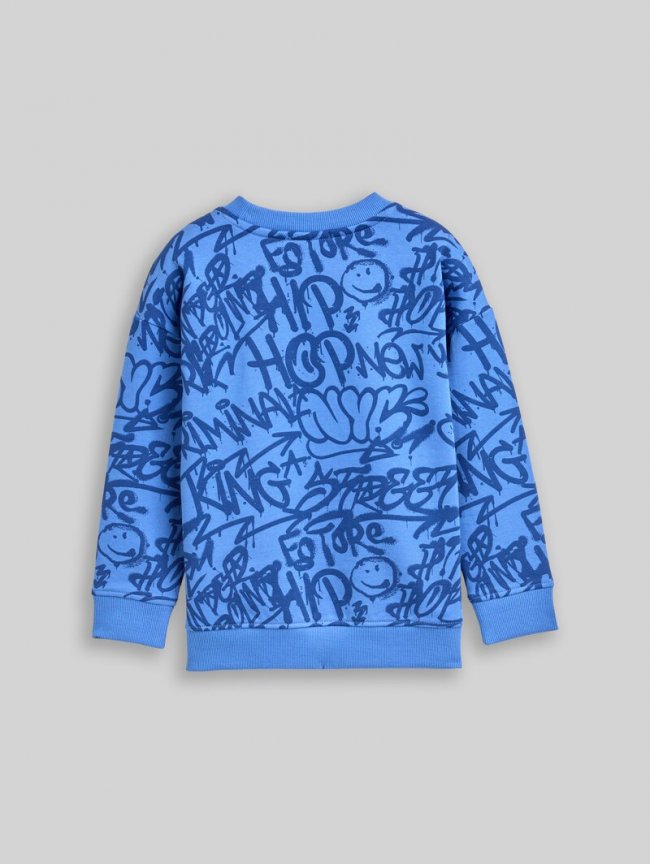 Tom Tailor Oversize Sweatshirt mit Allover-Print - Blue Shaded Spray Design Tom Tailor Oversize Sweatshirt mit Allover-Print - Blue Shaded Spray Design