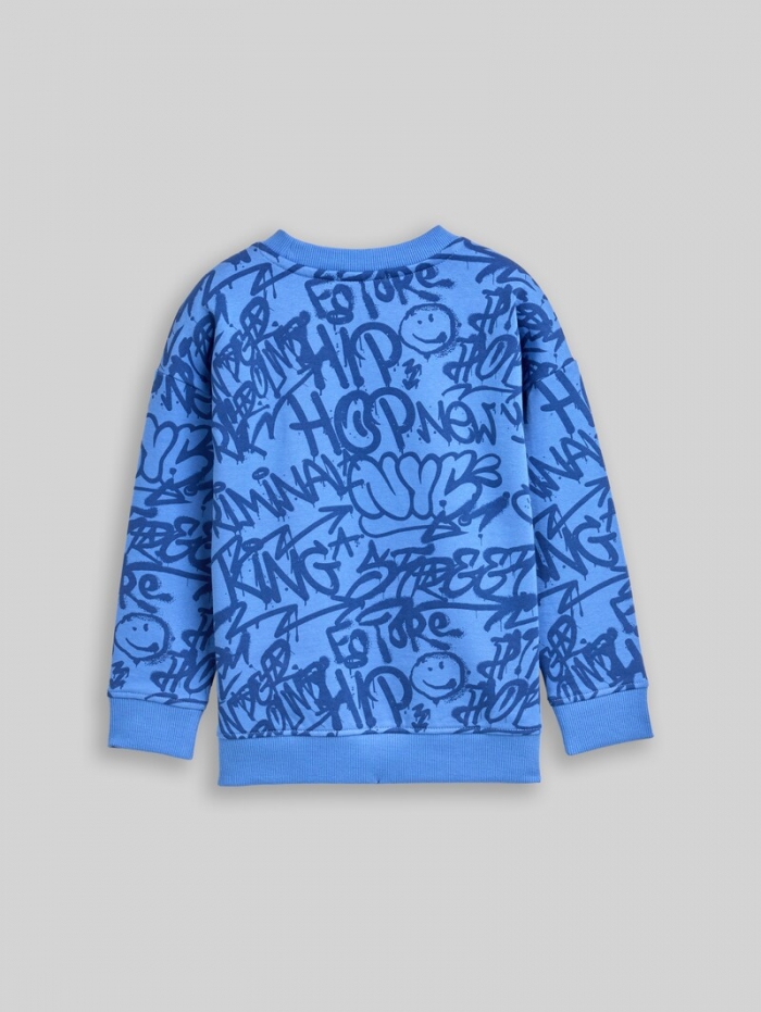 Tom Tailor Oversize Sweatshirt mit Allover-Print - Blue Shaded Spray Design Tom Tailor Oversize Sweatshirt mit Allover-Print - Blue Shaded Spray Design