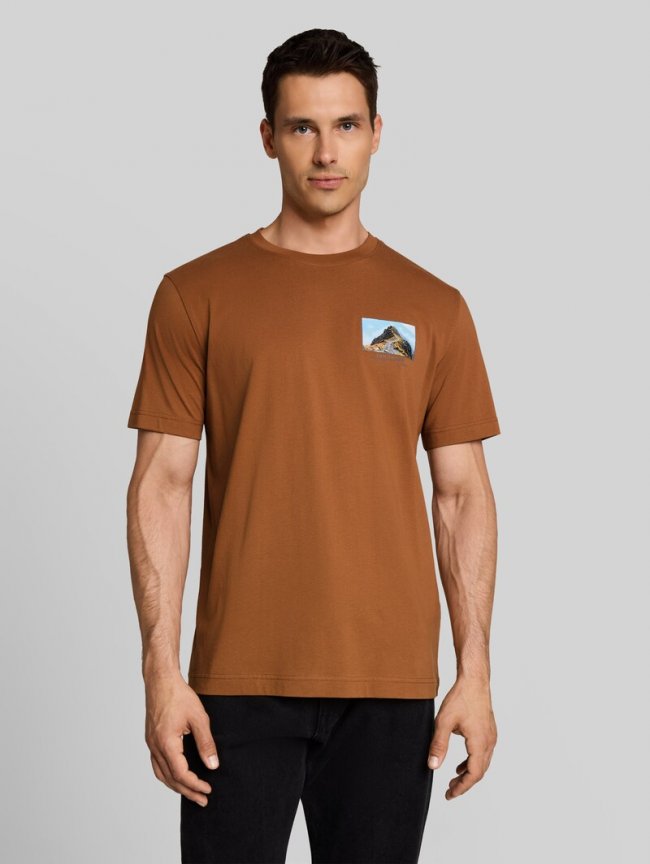 Tom Tailor T-Shirt mit Print - Bright Camel Brown Tom Tailor T-Shirt mit Print - Bright Camel Brown