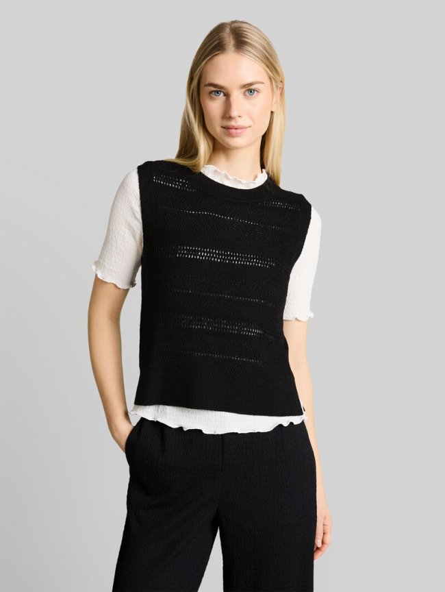 Tom Tailor Pullunder mit Lochmuster - Deep Black Tom Tailor Pullunder mit Lochmuster - Deep Black