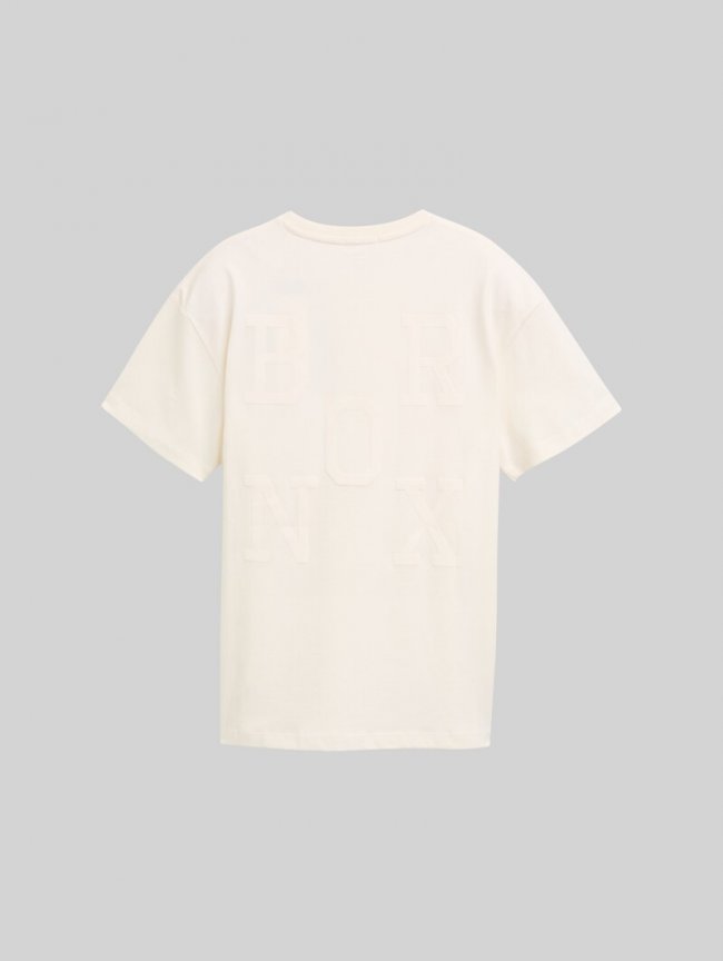 Tom Tailor Oversize T-Shirt mit Rückenprint - Wool White Tom Tailor Oversize T-Shirt mit Rückenprint - Wool White