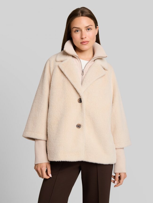 Tom Tailor Cosy Cape Jacke im 2-in-1-Look - Cold Beige Tom Tailor Cosy Cape Jacke im 2-in-1-Look - Cold Beige
