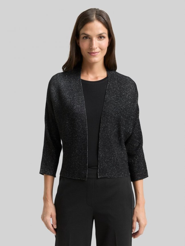Tom Tailor Cropped Cardigan mit Glitzer-Effekt - Deep Black Tom Tailor Cropped Cardigan mit Glitzer-Effekt - Deep Black