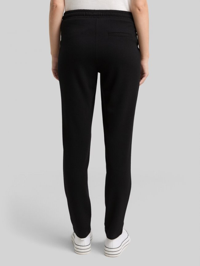 Tom Tailor Loose Slim Jacquard Hose mit Kordelzug - Deep Black Tom Tailor Loose Slim Jacquard Hose mit Kordelzug - Deep Black