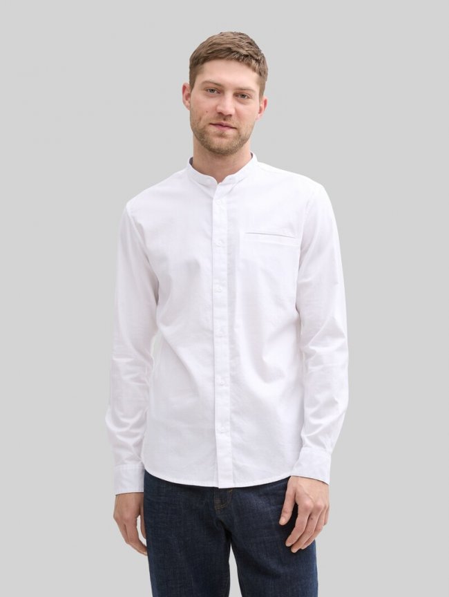 Tom Tailor Fitted Oxford Hemd mit Brusttasche - White Tom Tailor Fitted Oxford Hemd mit Brusttasche - White