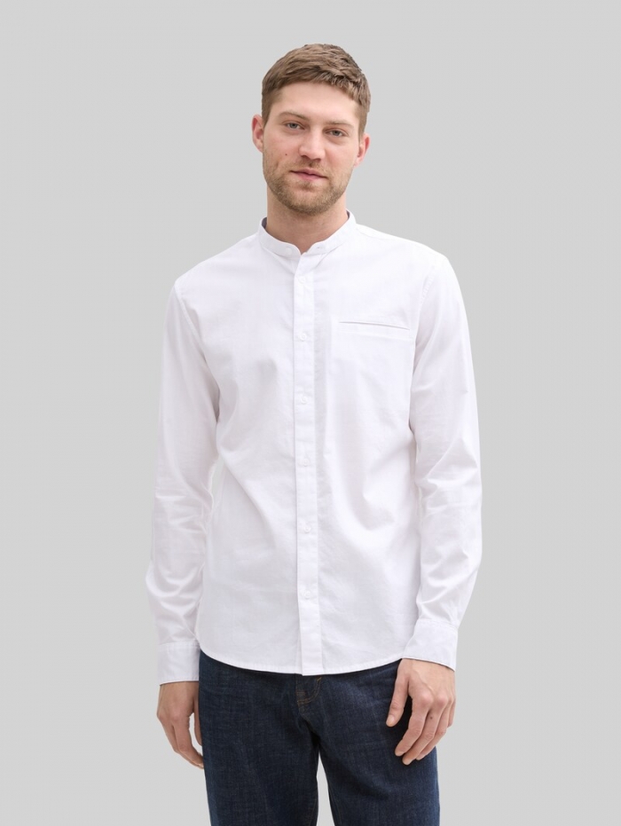 Tom Tailor Fitted Oxford Hemd mit Brusttasche - White Tom Tailor Fitted Oxford Hemd mit Brusttasche - White