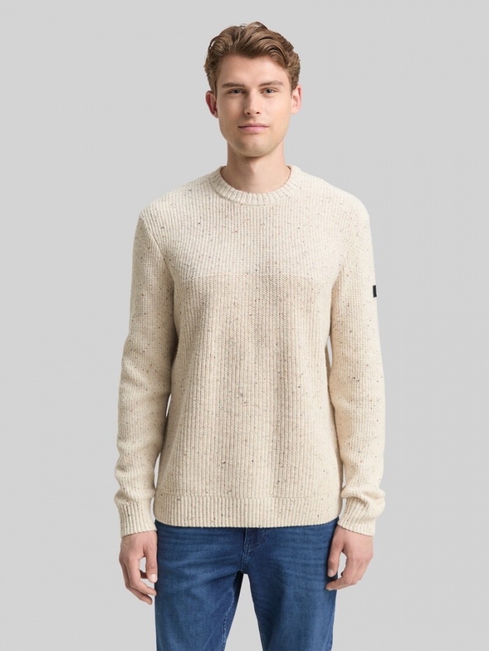 Tom Tailor Strickpullover mit Strukturmix - Offwhite Melange Multi Neps Tom Tailor Strickpullover mit Strukturmix - Offwhite Melange Multi Neps